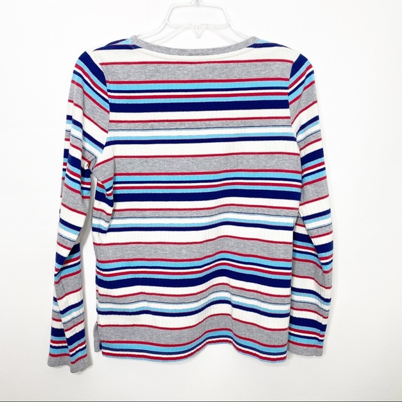 Anthropologie Postmark Joliette Sweater, Medium Striped Gray White Red Blue - Picture 6 of 10